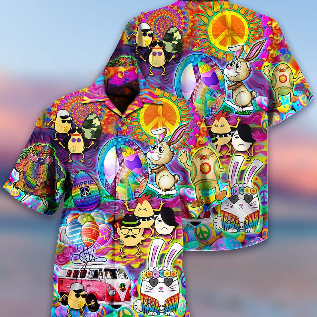 Funny Hippie Easter Peace Life Color Party Hawaiian Shirt Funny Hippie Easter Peace Life Color Party Hawaiian Shirt