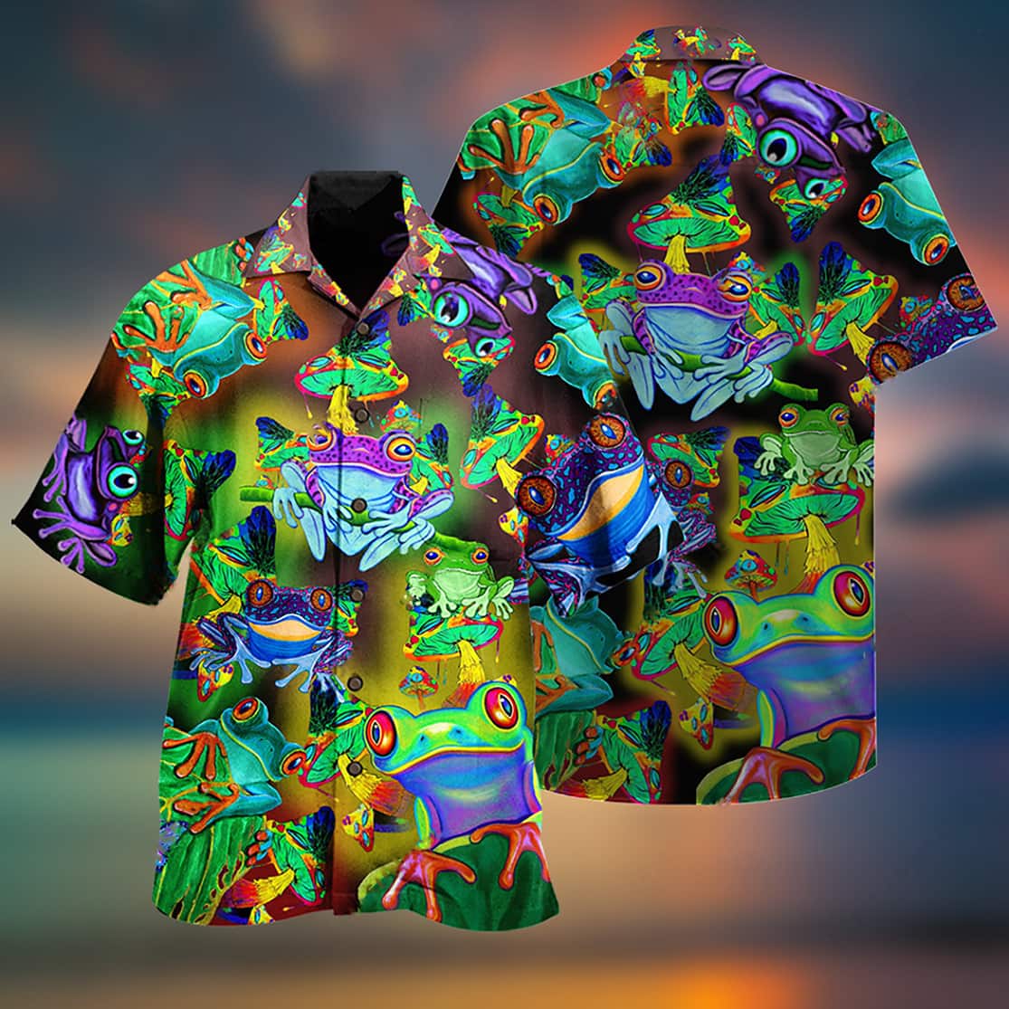 Frog And Mushrooms Love Life Funny Hawaiian Shirt Frog And Mushrooms Love Life Funny Hawaiian Shirt