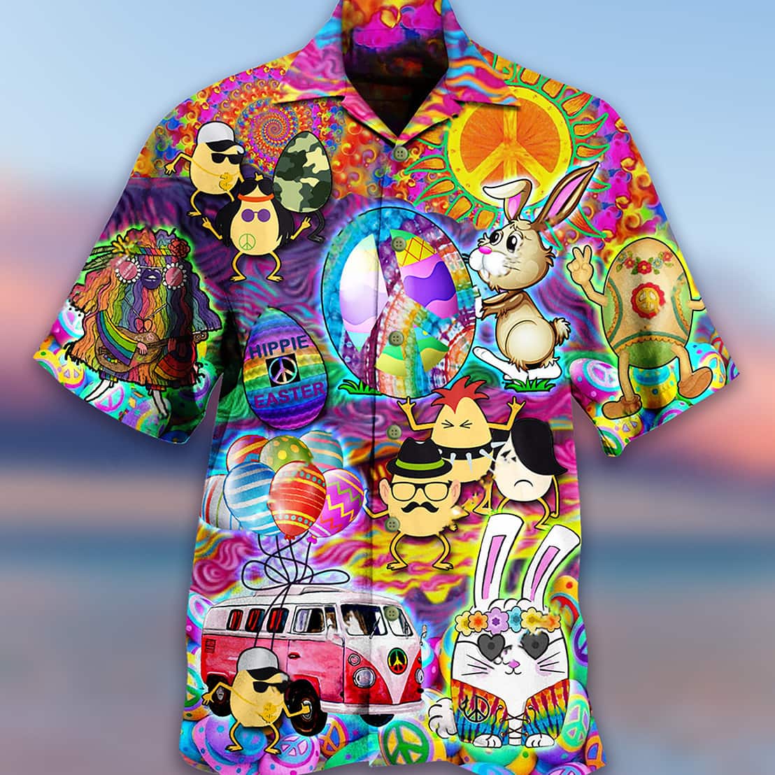 Funny Hippie Easter Peace Life Color Party Hawaiian Shirt Funny Hippie Easter Peace Life Color Party Hawaiian Shirt