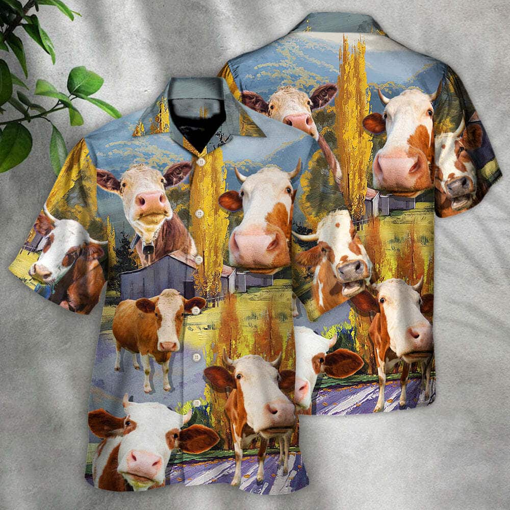 Funny Cow In The Australian Landscape Lover Cattle Art Style Hawaiian Shirt