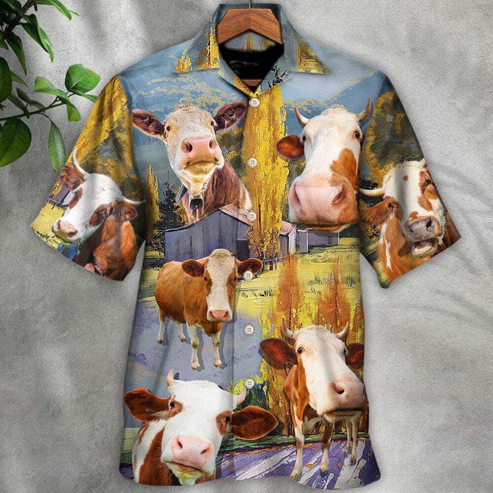 Funny Cow In The Australian Landscape Lover Cattle Art Style Hawaiian Shirt Funny Cow In The Australian Landscape Lover Cattle Art Style Hawaiian Shirt