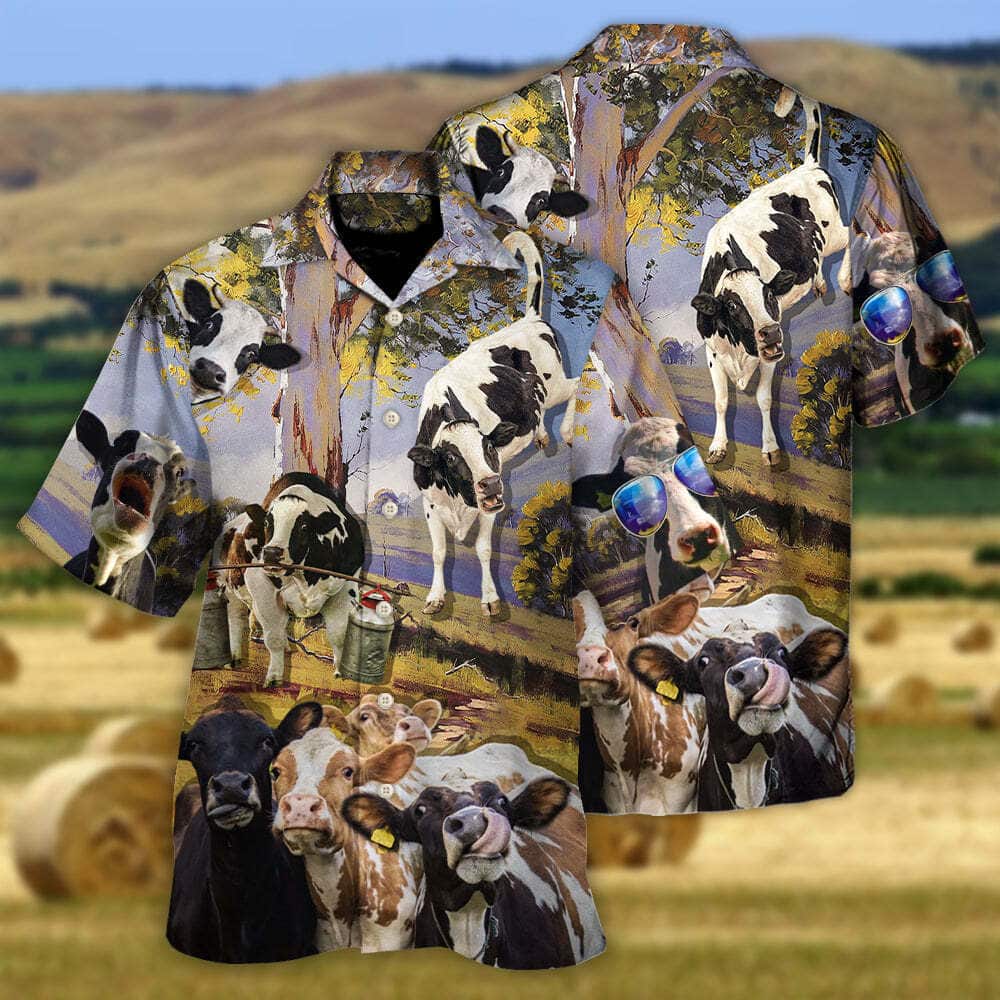 Funny Cow Dancing In The Australian Landscape Art Style Hawaiian Shirt Funny Cow Dancing In The Australian Landscape Art Style Hawaiian Shirt