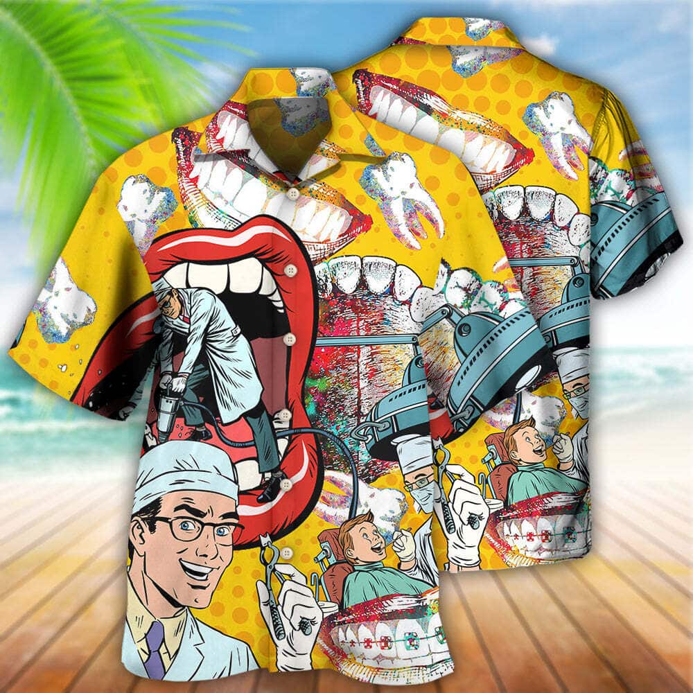 Funny Dentist Teeth Hawaiian Shirt Beach Gift For Friend