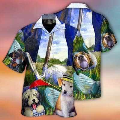 Funny Golf Dog Lover Golf Art Style Hawaiian Shirt