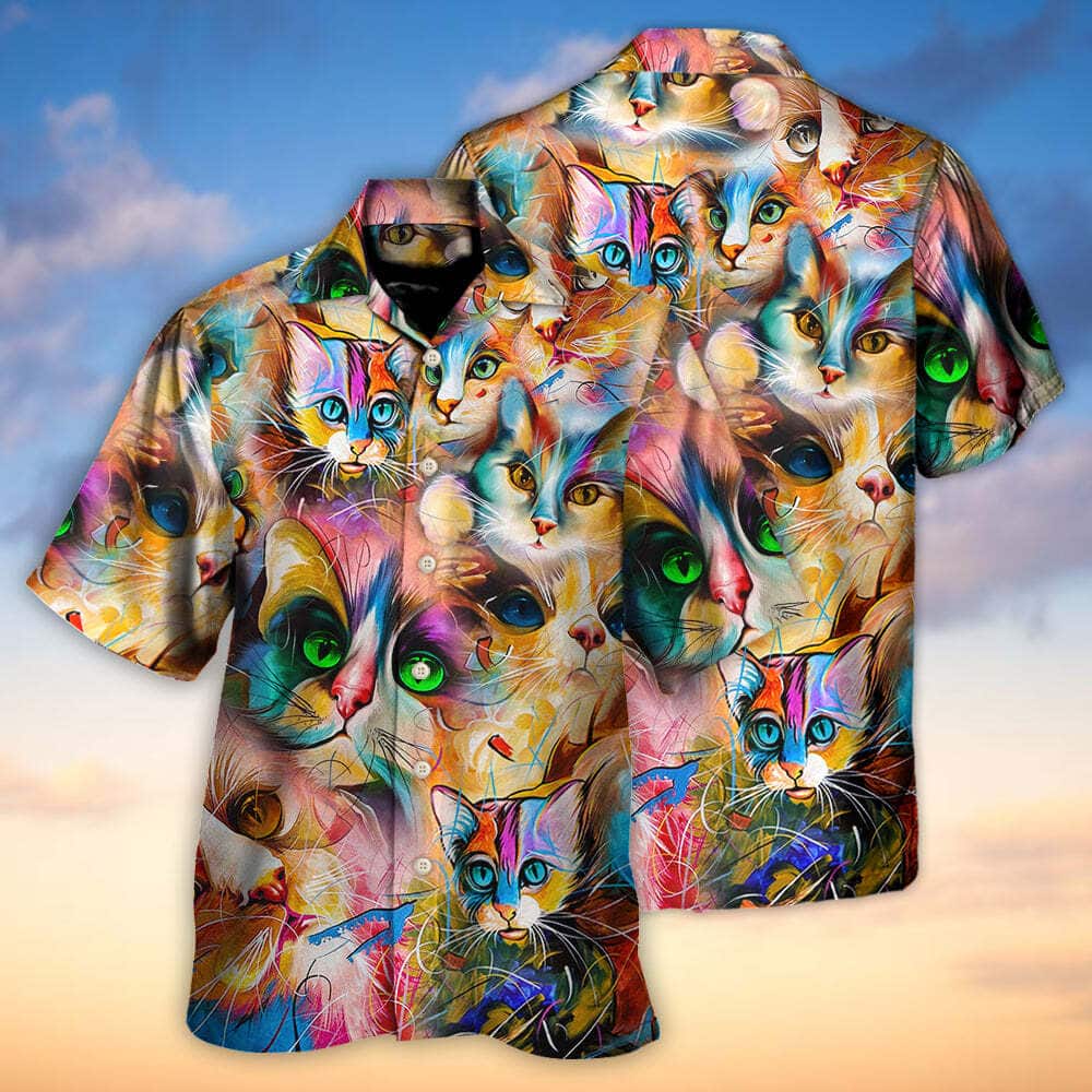 Funny Cat Art Lover Cat Colorful Mixer Style Hawaiian Shirt Funny Cat Art Lover Cat Colorful Mixer Style Hawaiian Shirt