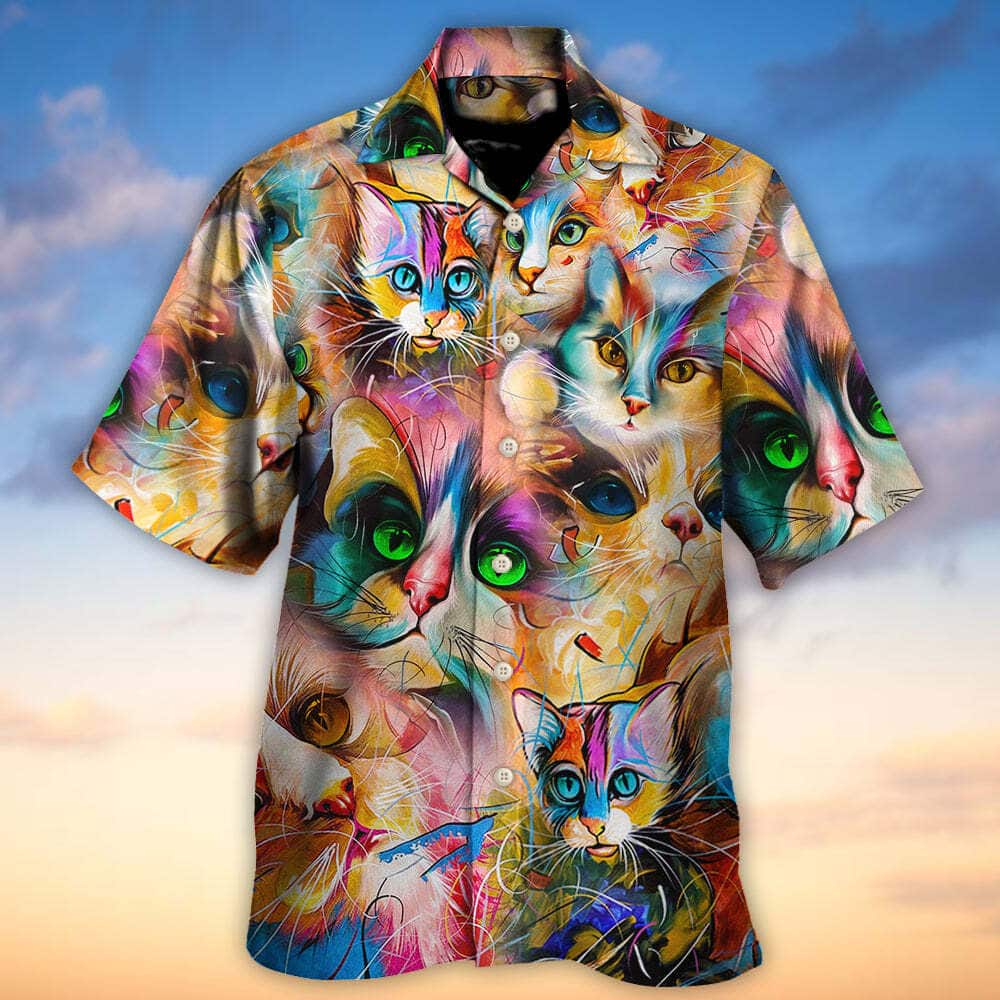 Funny Cat Art Lover Cat Colorful Mixer Style Hawaiian Shirt Funny Cat Art Lover Cat Colorful Mixer Style Hawaiian Shirt