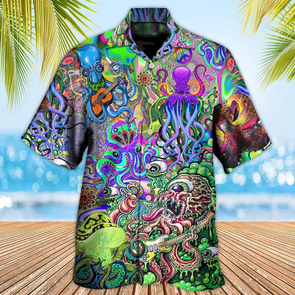 Funny Octopus Love Music Colorful Ocean Hawaiian Shirt