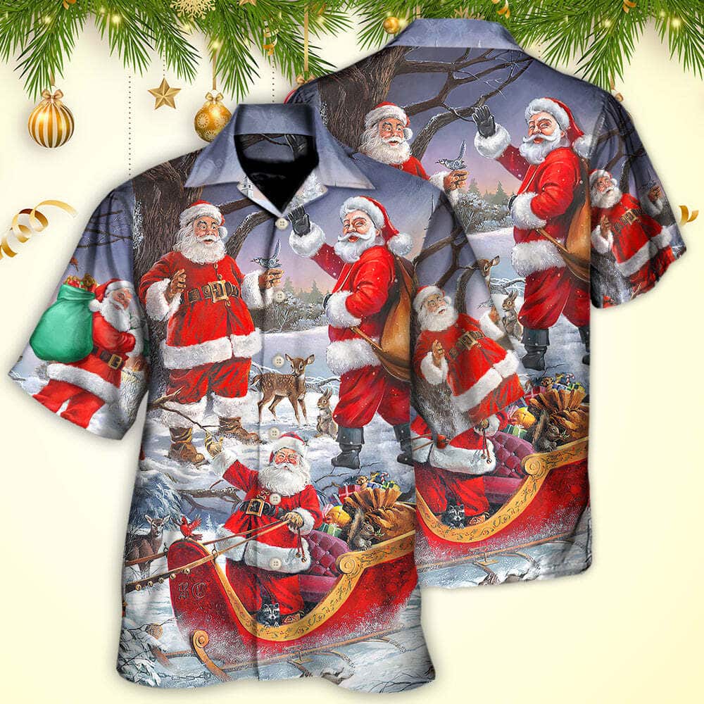 Christmas Funny Santa Claus Happy Xmas Is Coming Hawaiian Shirt Christmas Funny Santa Claus Happy Xmas Is Coming Hawaiian Shirt