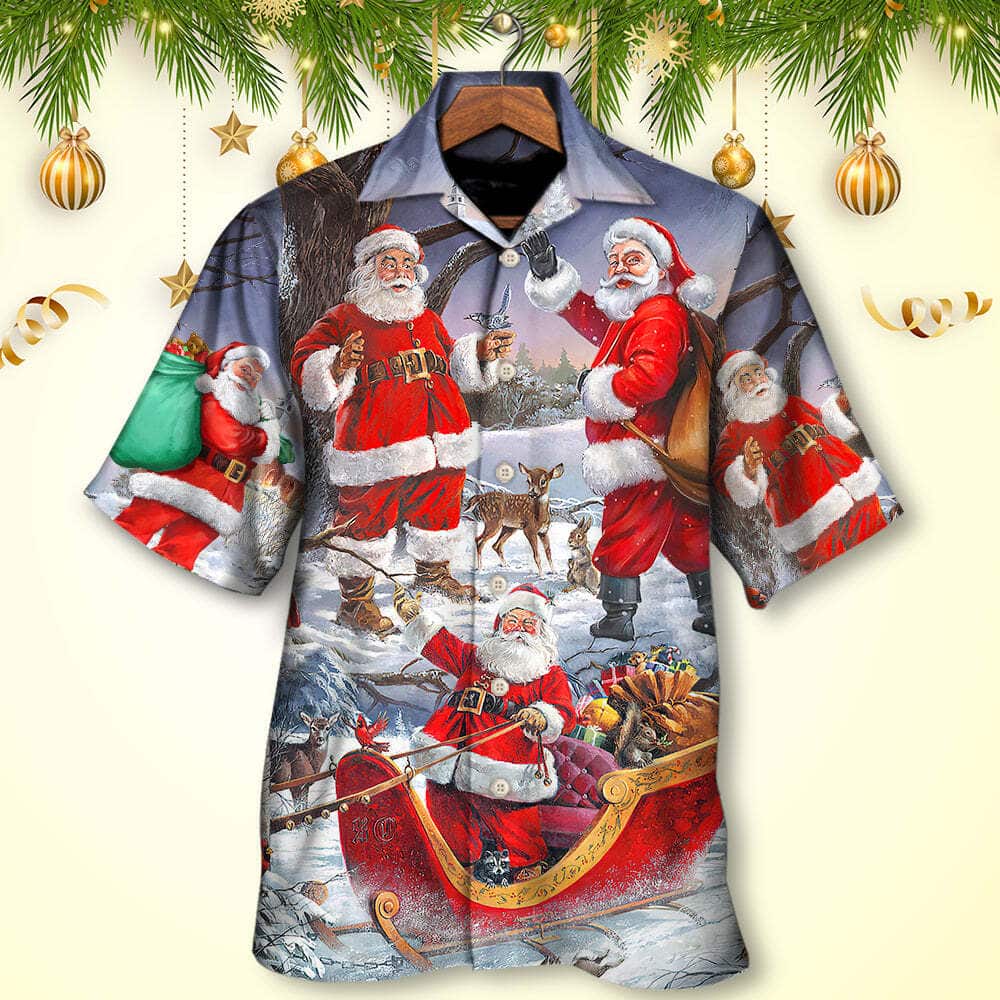 Christmas Funny Santa Claus Happy Xmas Is Coming Hawaiian Shirt Christmas Funny Santa Claus Happy Xmas Is Coming Hawaiian Shirt