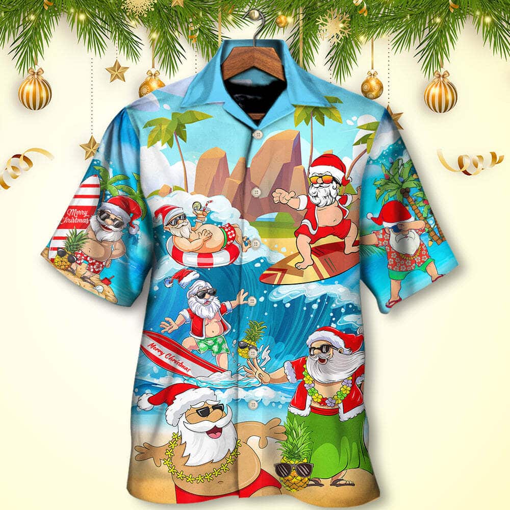 Christmas Santa Claus Play On The Beach Funny Hawaiian Shirt Christmas Santa Claus Play On The Beach Funny Hawaiian Shirt