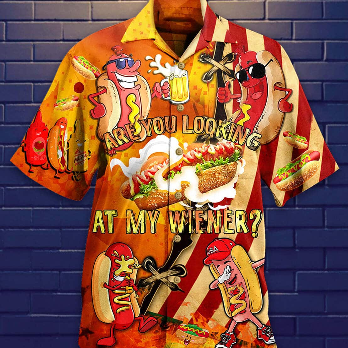 Food Are You Looking At My Weiner Funny Hawaiian Shirt Food Are You Looking At My Weiner Funny Hawaiian Shirt