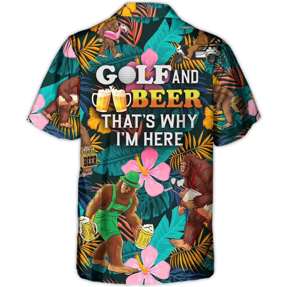 Funny Bigfoot Playing Golf Hawaiian Shirt Gift For Beer Lovers Funny Bigfoot Playing Golf Hawaiian Shirt Gift For Beer Lovers