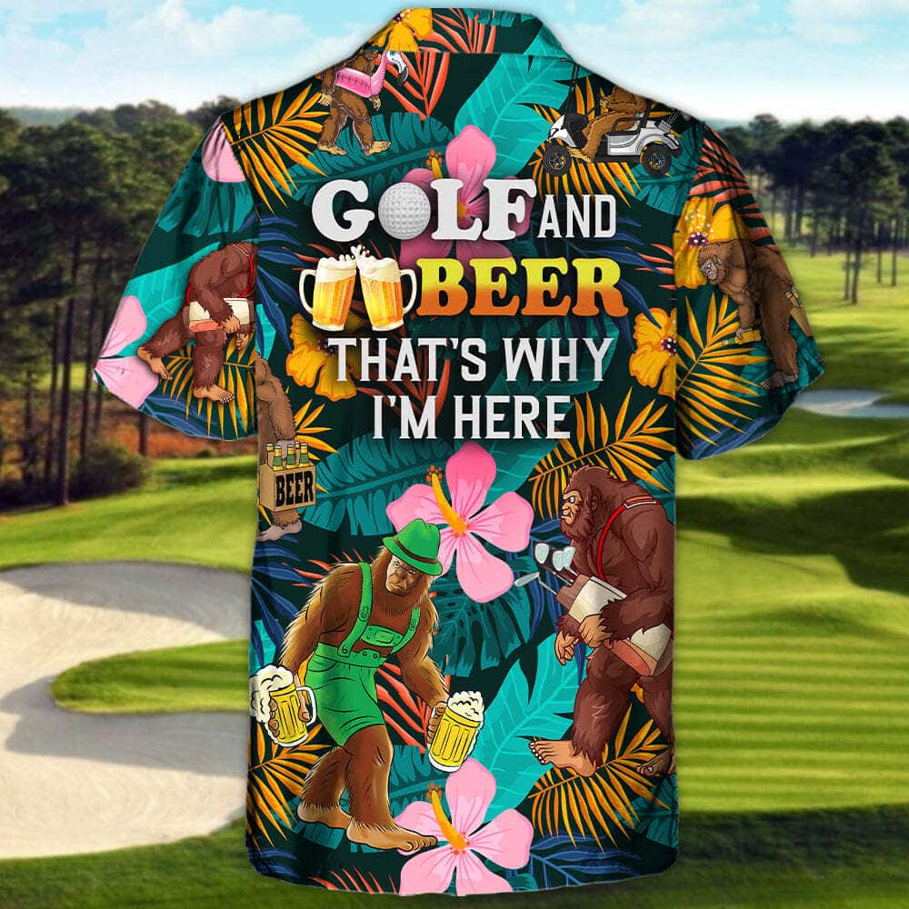 Funny Bigfoot Playing Golf Hawaiian Shirt Gift For Beer Lovers Funny Bigfoot Playing Golf Hawaiian Shirt Gift For Beer Lovers