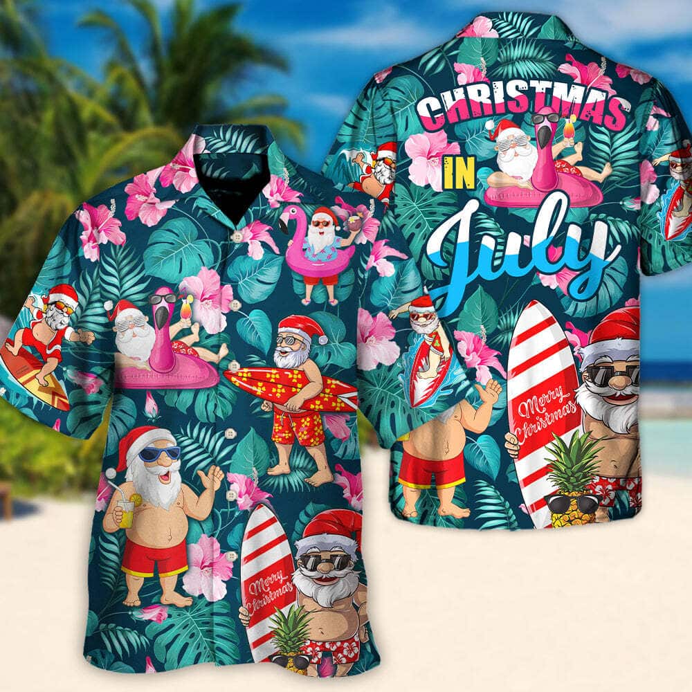 Christmas In July Funny Santa Claus Tropical Style Hawaiian Shirt Christmas In July Funny Santa Claus Tropical Style Hawaiian Shirt