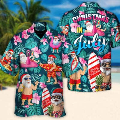 Christmas In July Funny Santa Claus Tropical Style Hawaiian Shirt