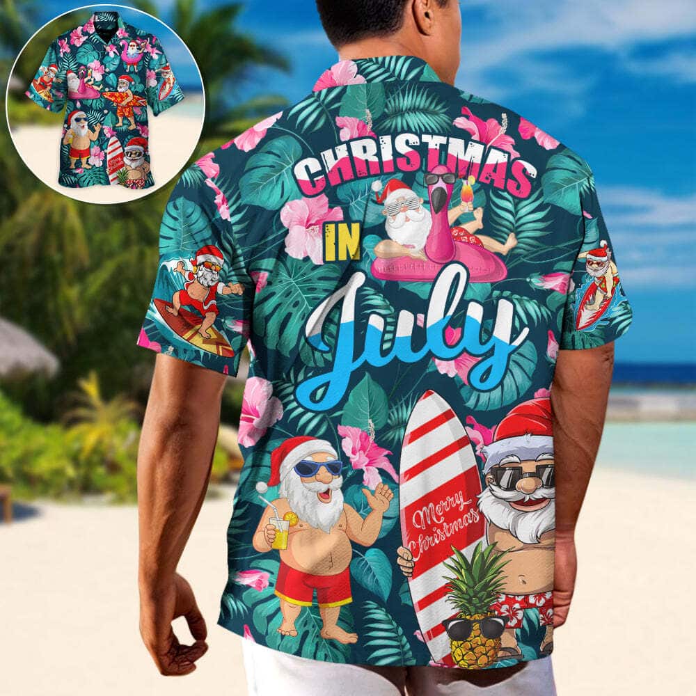 Christmas In July Funny Santa Claus Tropical Style Hawaiian Shirt Christmas In July Funny Santa Claus Tropical Style Hawaiian Shirt