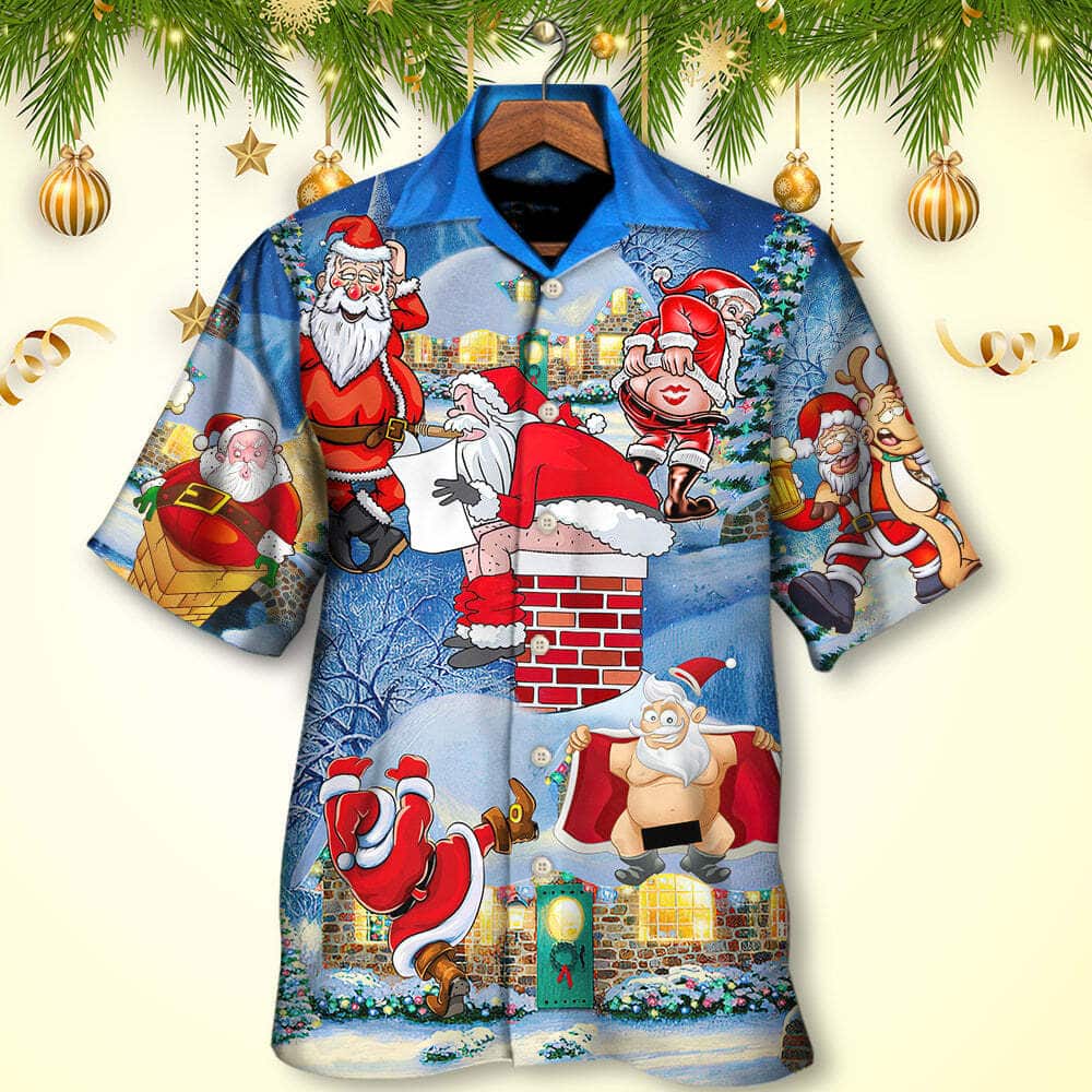 Christmas Rebellious Santa Claus Drunk Beer Funny Hawaiian Shirt Christmas Rebellious Santa Claus Drunk Beer Funny Hawaiian Shirt
