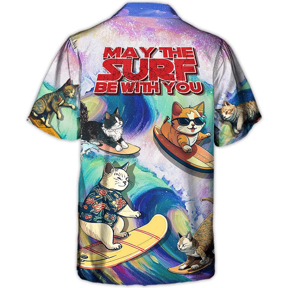 Surfing Funny Cat May The Surf Be With You Hawaiian Shirt Surfing Funny Cat May The Surf Be With You Hawaiian Shirt