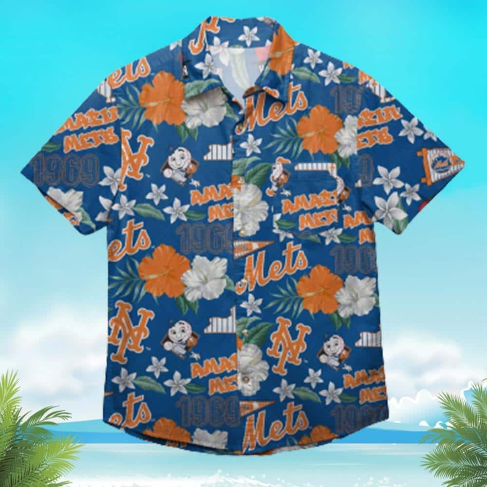 MLB New York Mets Hawaiian Shirt Hibiscus Flowers Pattern Beach Gift For Friend