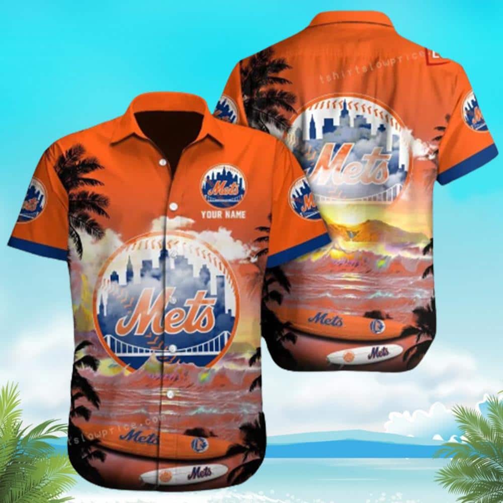 MLB New York Mets Hawaiian Shirt Custom Name Beach Gift For Dad