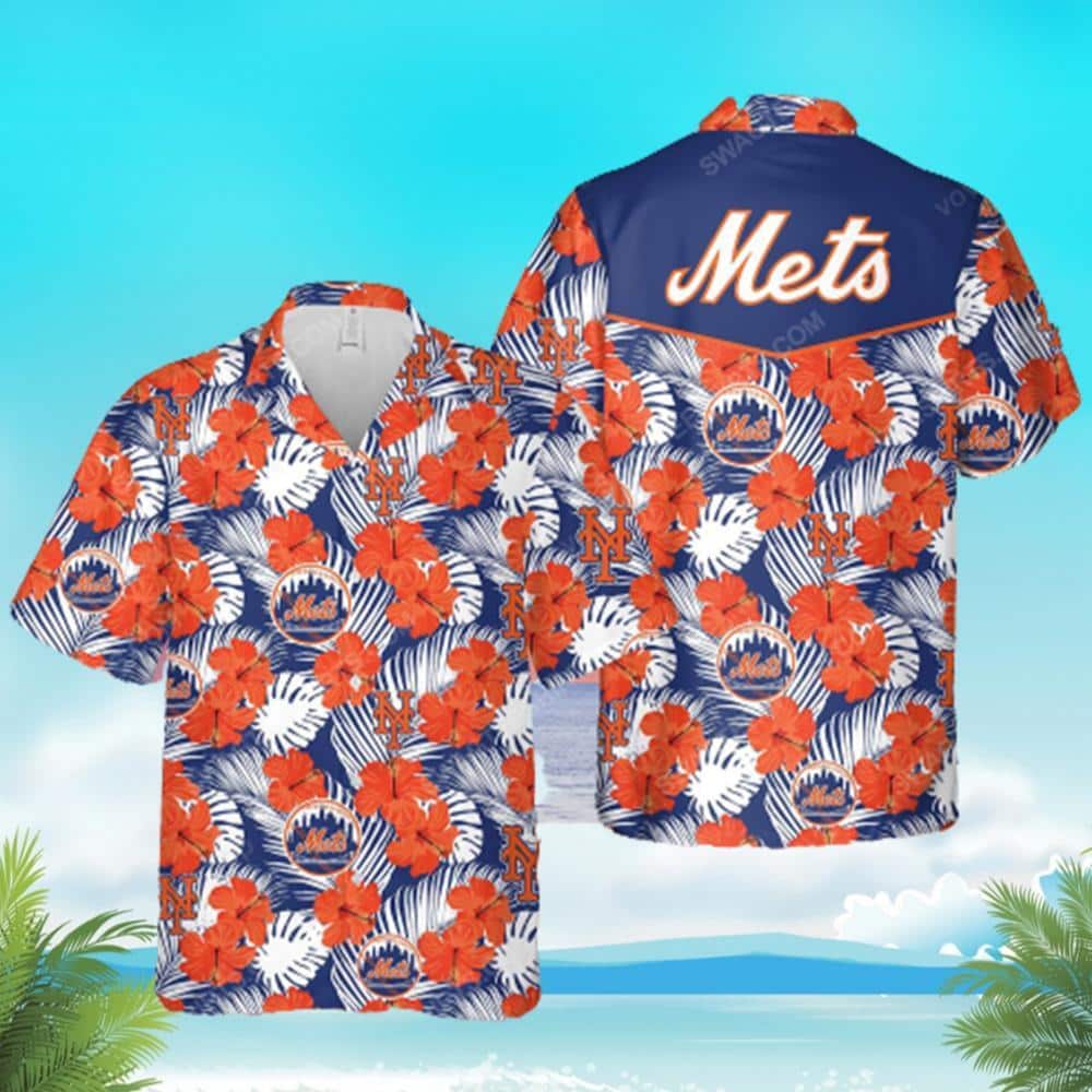 MLB New York Mets Hawaiian Shirt Hibiscus Flowers Pattern Beach Gift For Him