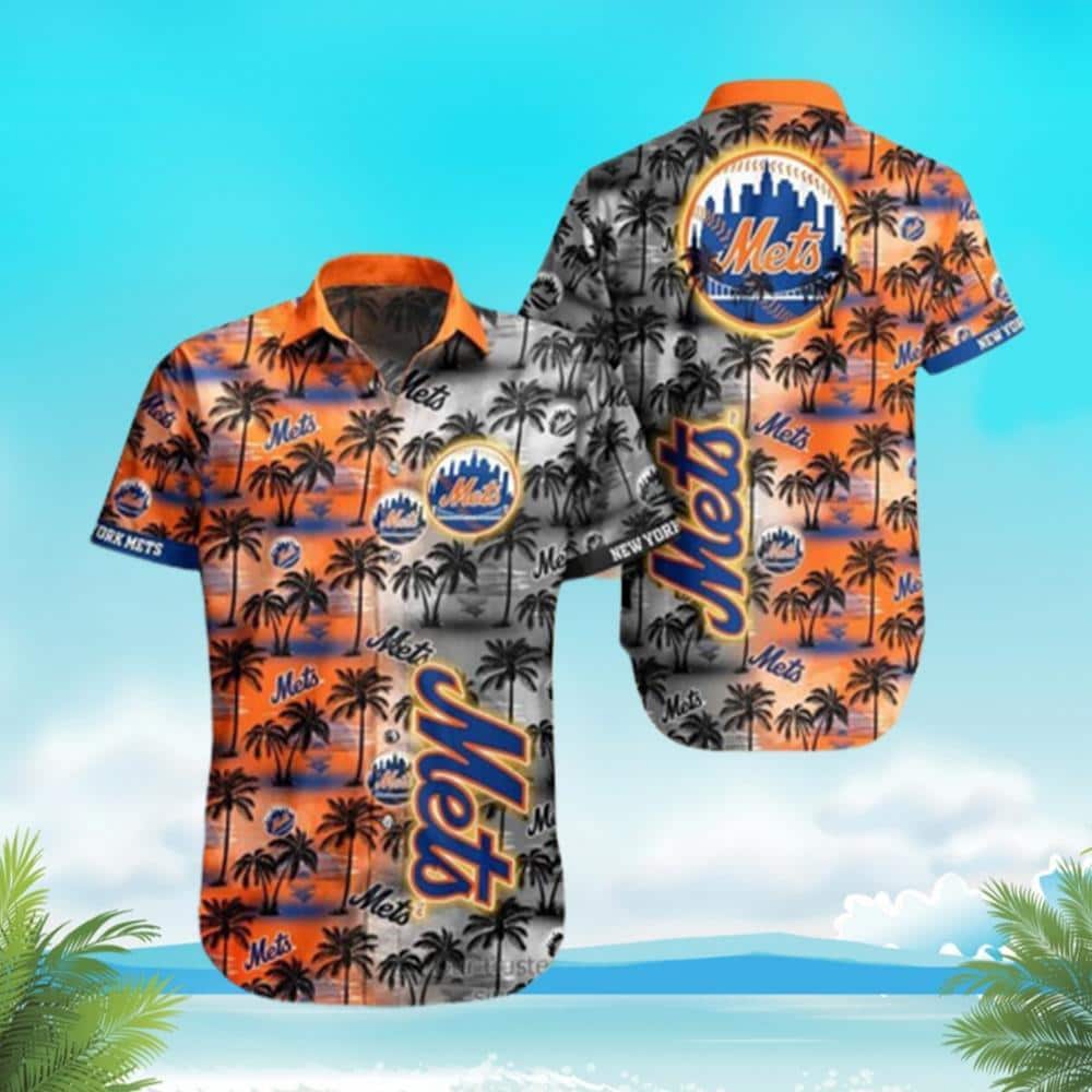 Vintage Aloha MLB New York Mets Hawaiian Shirt Palm Tree Pattern Gift For Beach Trip
