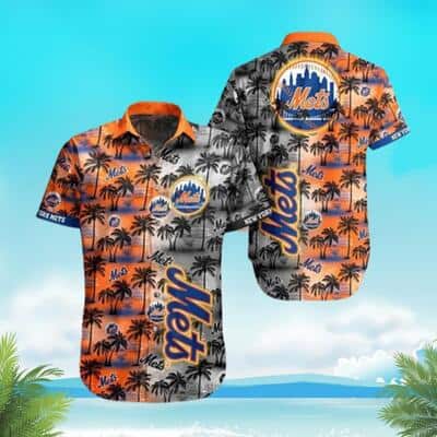 Vintage Aloha MLB New York Mets Hawaiian Shirt Palm Tree Pattern Gift For Beach Trip