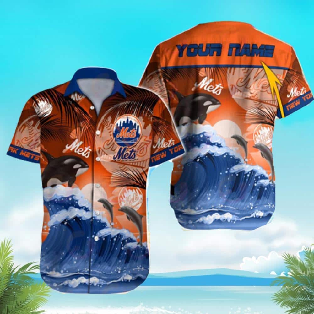 MLB New York Mets Hawaiian Shirt Custom Name Beach Gift For Him MLB New York Mets Hawaiian Shirt Custom Name Beach Gift For Him