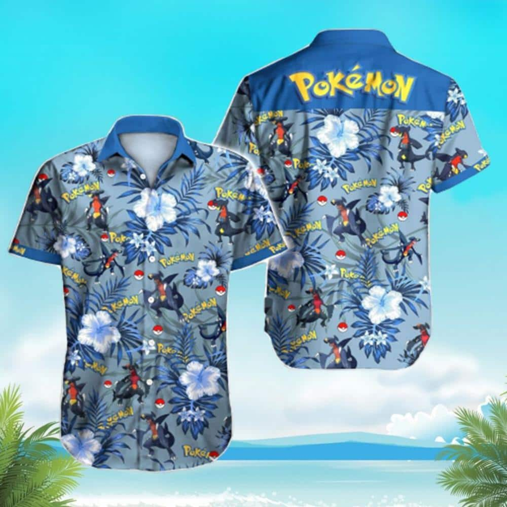 Garchomp Pokemon Hawaiian Shirt Tropical Flower Pattern Beach Vacation Gift