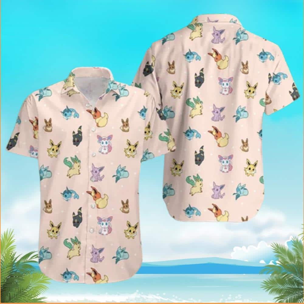 Cool Aloha Eevee Pokemon Hawaiian Shirt Beach Gift For Friend