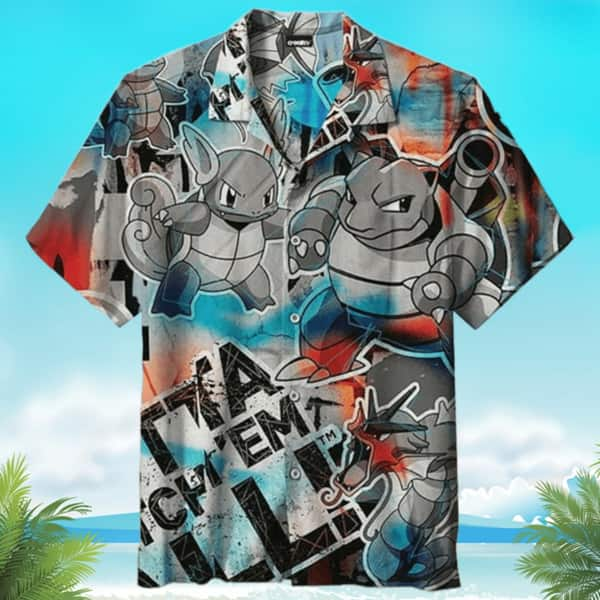 Squirtle Pokemon Hawaiian Shirt Graffiti Pattern Gift For Beach Lovers