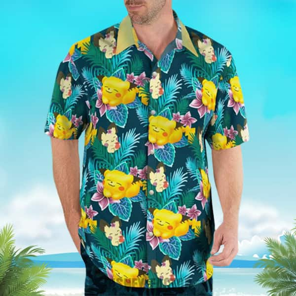 Summer Aloha Pokemon Hawaiian Shirt Tropical Palm Leaves Pattern