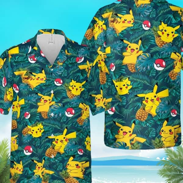 Cool Aloha Pokemon Hawaiian Shirt Palm Leaves Pattern