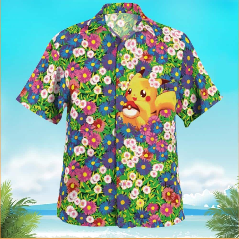 Pokemon Hawaiian Shirt Flower Pattern Beach Gift For Daughter From Mom