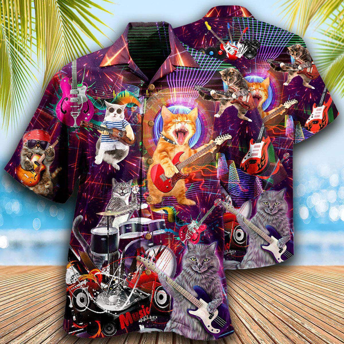 Cat Rocker Funny Style Hawaiian Shirt Gift For Beach Lovers Cat Rocker Funny Style Hawaiian Shirt Gift For Beach Lovers