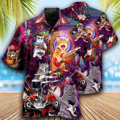 Cat Rocker Funny Style Hawaiian Shirt Gift For Beach Lovers