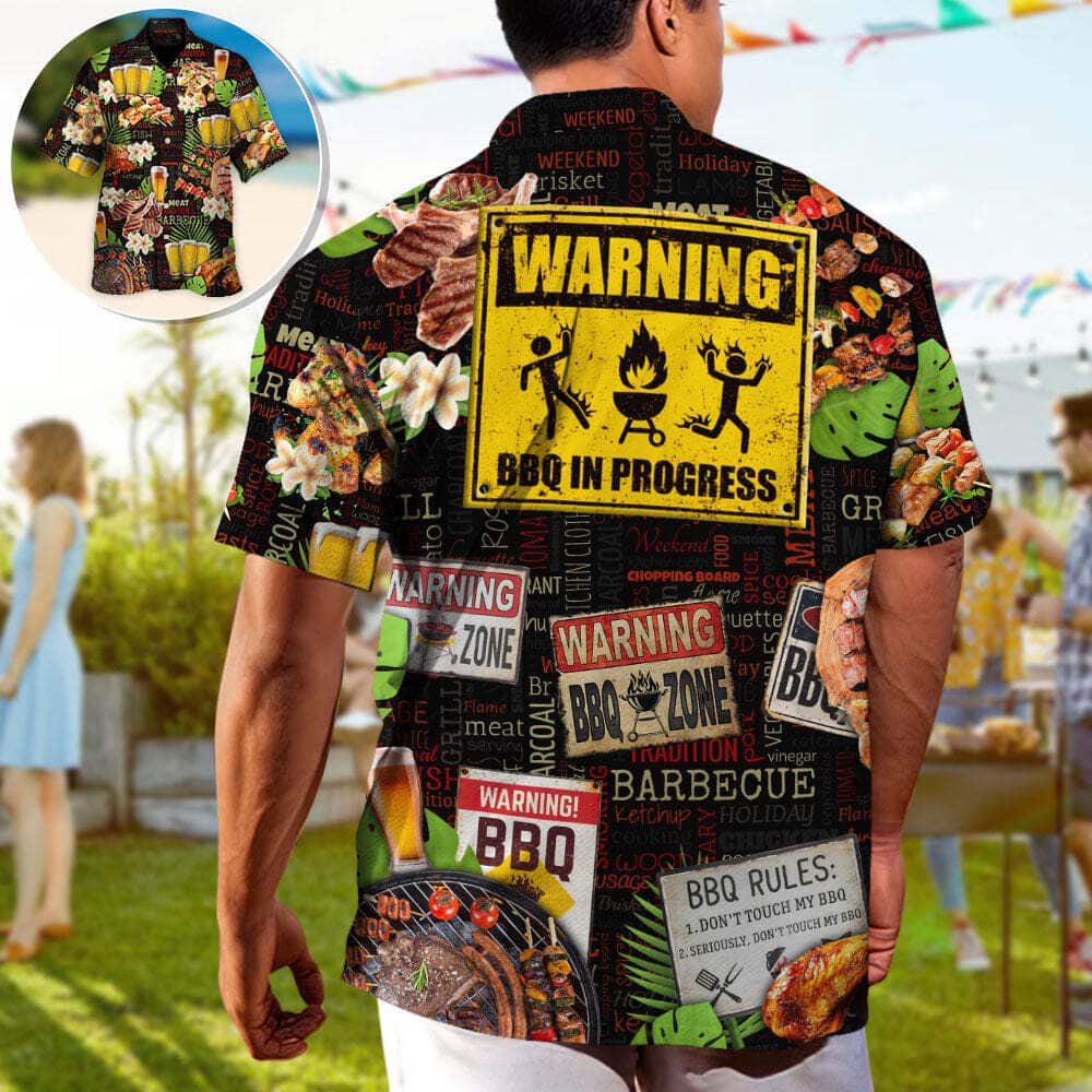 Barbecue Funny BBQ Beer Warning BBQ In Progress Hawaiian Shirt Barbecue Funny BBQ Beer Warning BBQ In Progress Hawaiian Shirt