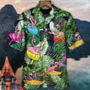 Funny Flamingo Playing Kayaking Just Add Water Palm Leaves Pattern Hawaiian Shirt Funny Flamingo Playing Kayaking Just Add Water Palm Leaves Pattern Hawaiian Shirt