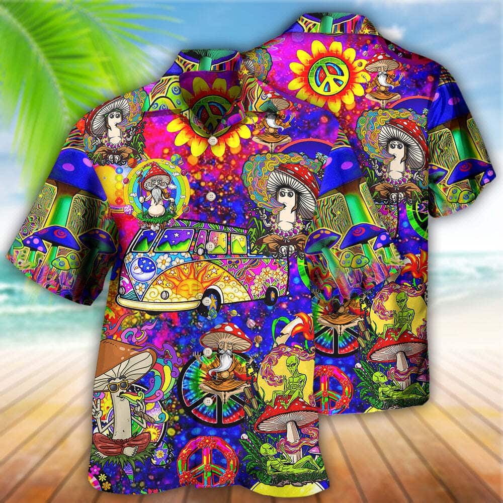 Aloha Hippie Mushroom Peace Funny Hawaiian Shirt Summer Gift For Friend Aloha Hippie Mushroom Peace Funny Hawaiian Shirt Summer Gift For Friend