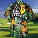 Tropical Aloha Funny Taco Playing Golf Let's Par Tee Palm Leaves Pattern Hawaiian Shirt