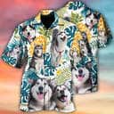 Funny Husky Tropical Leaf Hawaiian Shirt Beach Gift For Dog Lovers