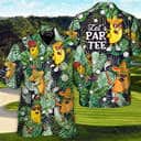 Tropical Aloha Funny Taco Playing Golf Let's Par Tee Palm Leaves Pattern Hawaiian Shirt
