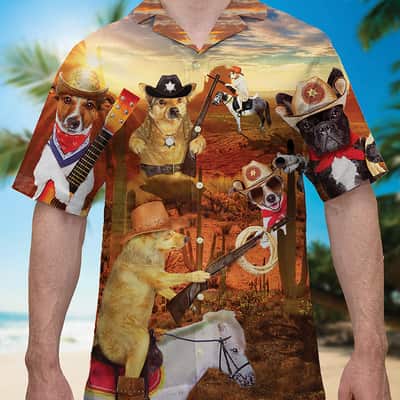 Funny Cowboy Hawaiian Shirt Beach Gift For Dog Lovers