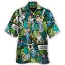 Funny Cricket Sport Palm Leaves Pattern Hawaiian Shirt