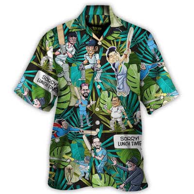 Funny Cricket Sport Palm Leaves Pattern Hawaiian Shirt