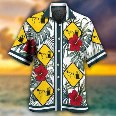Funny Gas Pump Tropical Palm Leaves Hawaiian Shirt