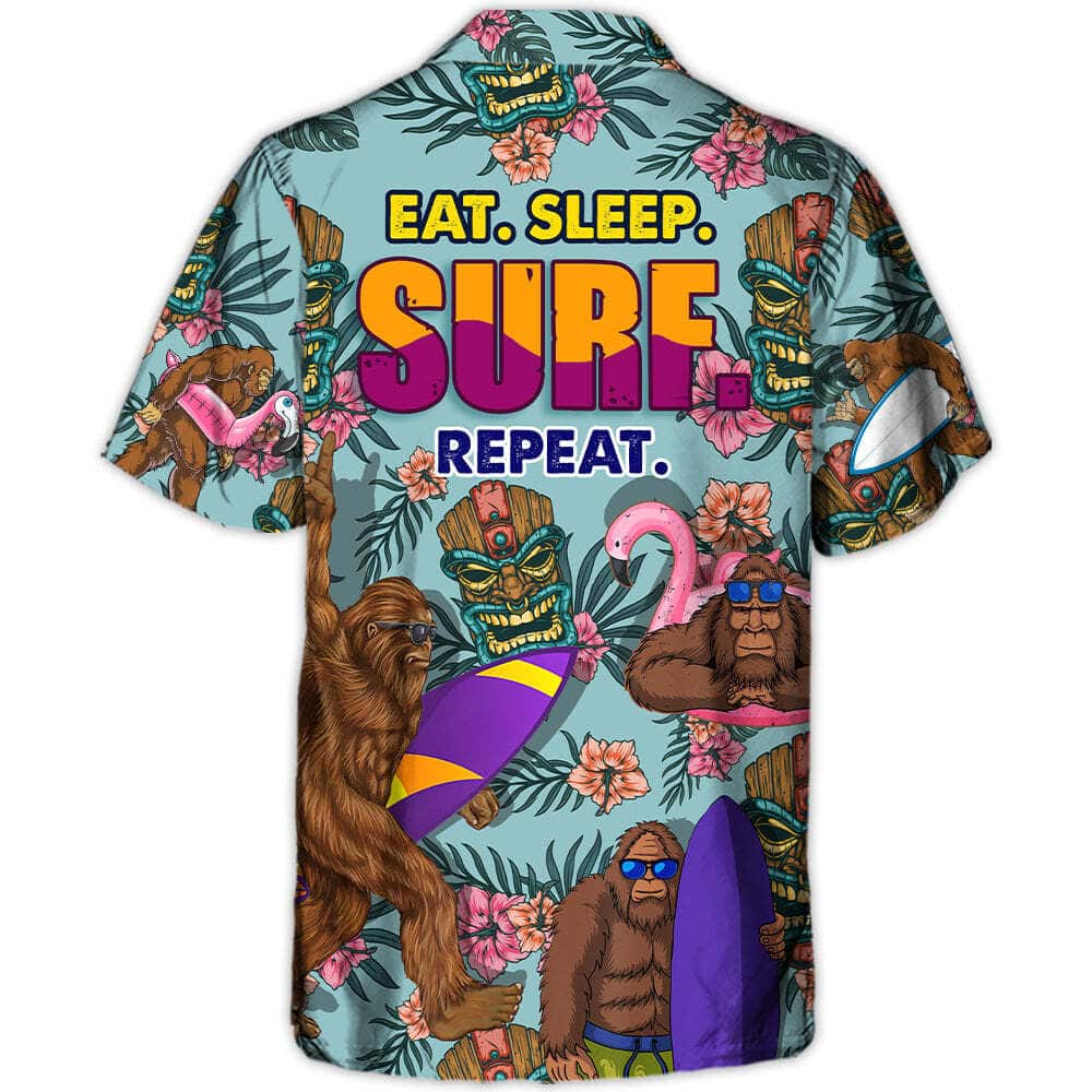 Funny Bigfoot Eat Sleep Surf Repeat Tropical Flower Pattern Hawaiian Shirt Funny Bigfoot Eat Sleep Surf Repeat Tropical Flower Pattern Hawaiian Shirt