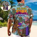 Funny Bigfoot Eat Sleep Surf Repeat Tropical Flower Pattern Hawaiian Shirt
