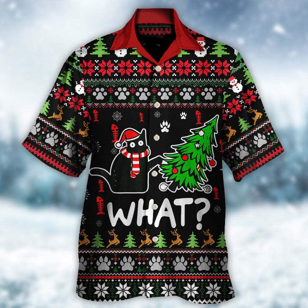 Funny Black Cat Wreck The Tree Hawaiian Shirt Funny Black Cat Wreck The Tree Hawaiian Shirt