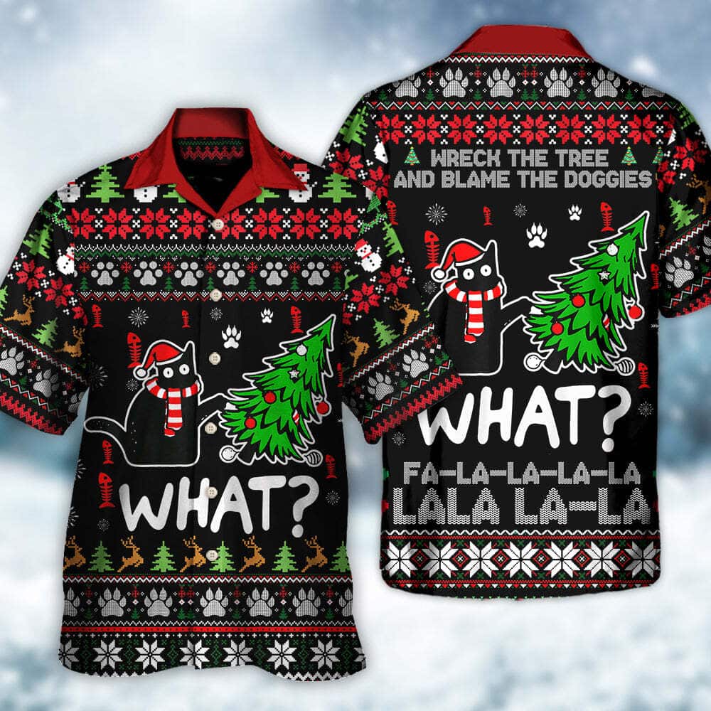 Funny Black Cat Wreck The Tree Hawaiian Shirt Funny Black Cat Wreck The Tree Hawaiian Shirt